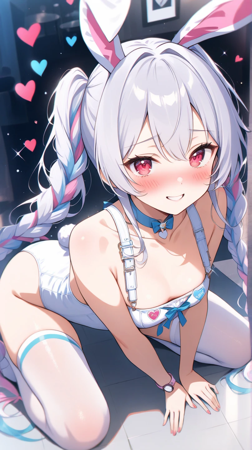 beautiful girl, naked，Cat ear，Long white hair，Light blue eyes，cute, young, small limbs, short fingers, Big Breasts, smile, Red cheeks，Big ribbon, Thin and light clothing, dress， Sheer white lace tights, Thin, sheer white tights，Smooth Skin,lift the perineum,Her cleavage is protruding ,(Spread your legs),(The hand details are perfect too.),(Wet)，Squat，Wet，Sweat，tears，Pee