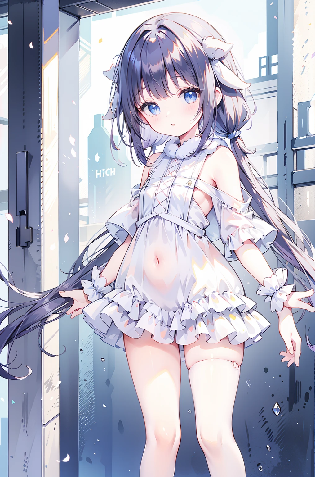 (((nsfw、see through)))、sunny、Blue sky、high quality、high resolution、(((Little Girl)))、(((Young Girl)))、(((little girl)))、Short height、whole body、Standing、Thin legs、Angle from below、Low - Angle、Black Hair、Cat ear、Long Hair、blue eyes、sexual excitement、Face of Shame、Moist eyes、(((Eyes are hearts)))、i love you、(((tears)))、(((Whimpering)))、(((tearsを流す)))、shed tears、Hot Breath、smile、Climax、orgasm、(((Drooling)))、(((Drool)))Sweatばむ肌、Sweat、(((Lead)))、(((Leadを首に付けた少女)))、Tough Collar、(((girl with a leash around her neck)))、My crotch is wet、My crotch is wet、Adult Toyasturbation、(((Vaginal Vibrator)))、(((Clear liquid splashing from the vagina)))、high quality、Lolita style maid outfit、Ruffled Skirt、(((Miniskirt)))、garter belt、Sexy、School、Show your crotch、Showing off your crotch、I'm not wearing panties、No underwear