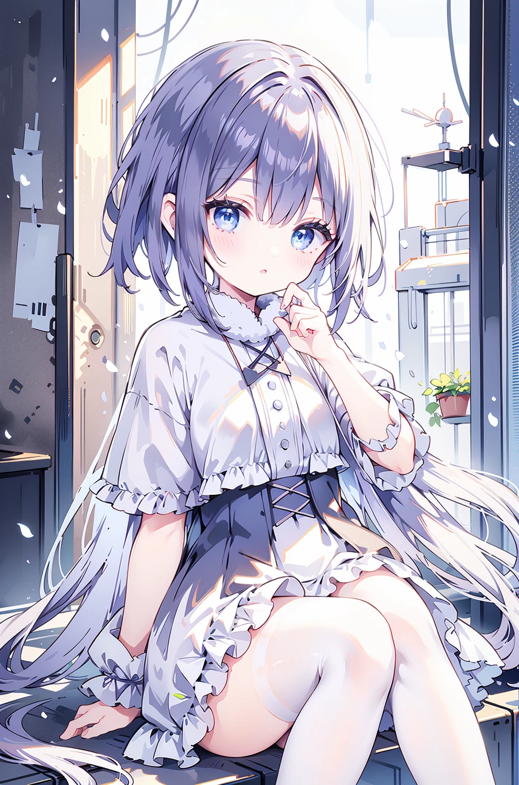 masterpiece, best quality, loli, kawaii, panties_around_one_leg,