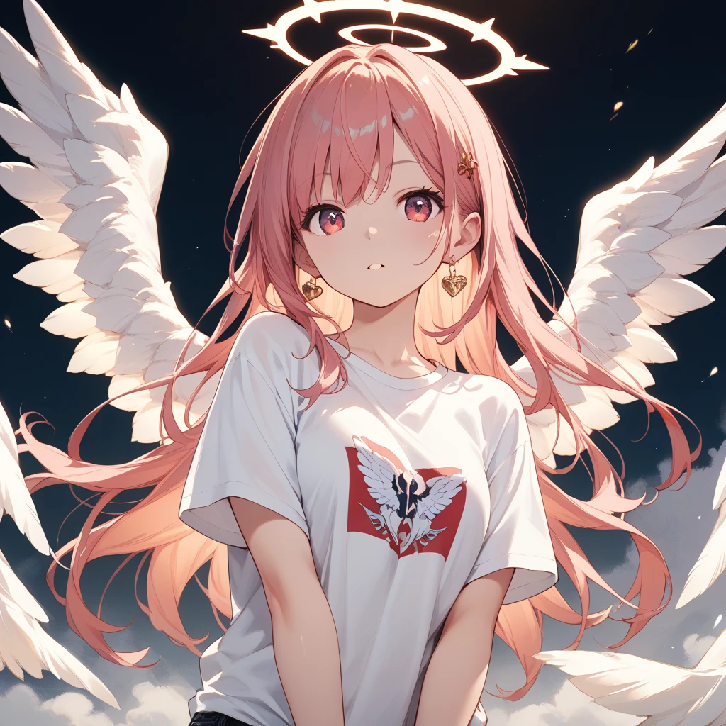 1girl, ultra hd, 4k, bangs, blush_stickers, eyepatch, fox_ears, white_wings, crown, strapless, , socks, sneakers