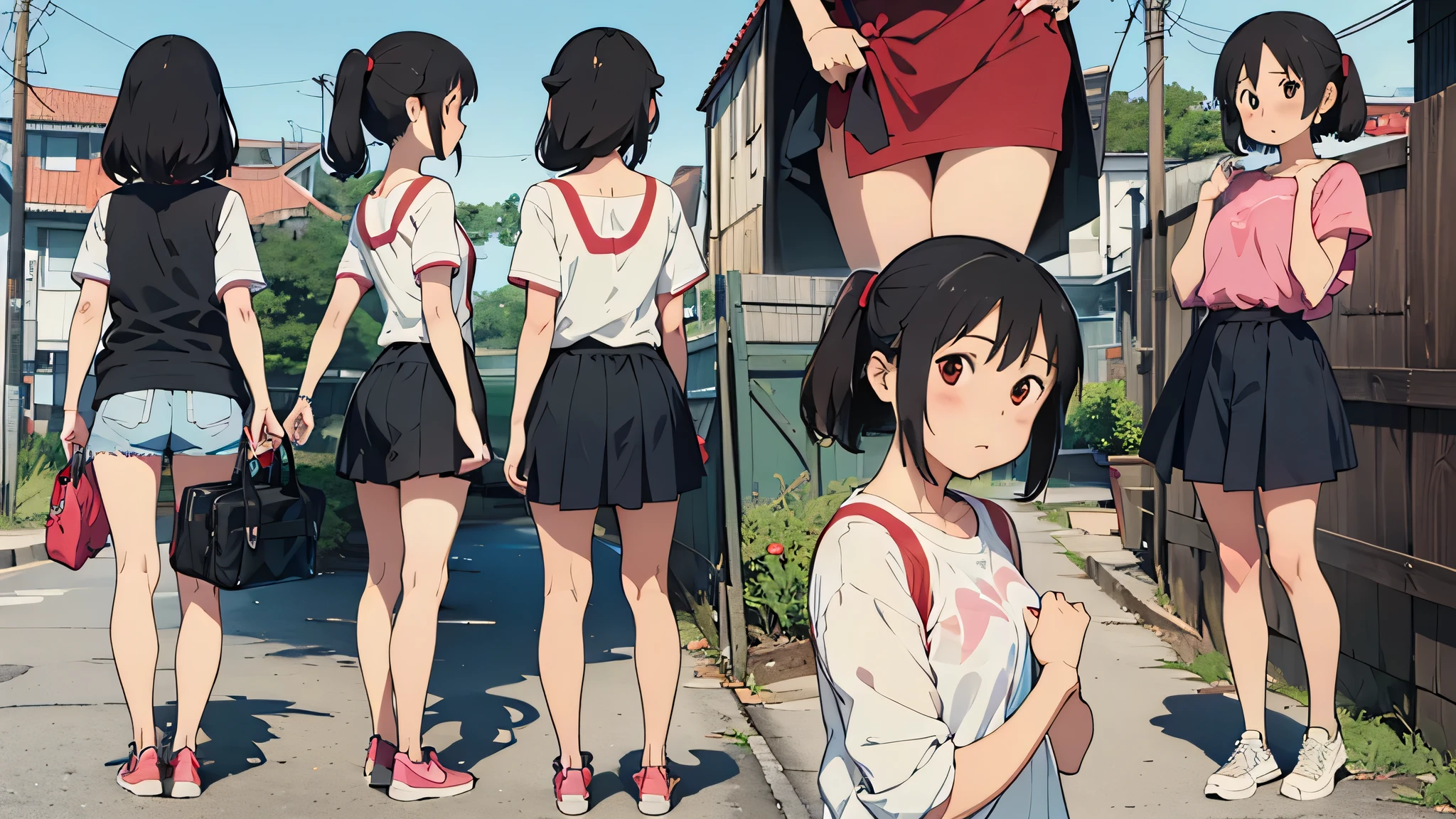 masterpiece, Highest quality, Nico_Yazawa,High resolution, 1 Girl, alone, Brown Hair, short hair, Twin tails、Purple eyes,  , , (Cleavage)、(Beautiful thighs), Carrying a red backpack, (randoseru backpack:1.2) Sweaty、Thick thighs、Highest quality、4K、1girl, 8years old, loli, cute, grin, 、School Swimsuit、on the train、Many passersby are surrounding the girl.、、Thick thighs、Ahegao、Men holding their penises and surrounding girls、Semen from the penis、Bukkake、Bukkake、（Bukkake）projectile cum、Blowjob
