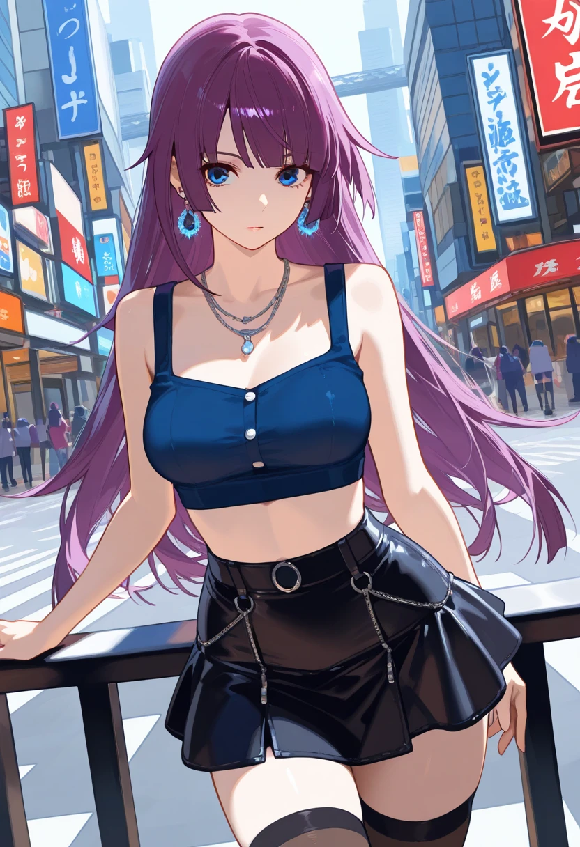 masterpiece, best quality, ultra-detailed), yae miko \(genshin impact\), (pink hair), swept bangs, braid, braided bangs, purple eyes, pink eyes,
(wearing a t-shirt:1.2), sitting on a chair outside of caf, embracing the natural beauty, sunlight, beautiful cloudy sky, city, street, denim shorts, black stocking,
medium breasts, thick thighs, critical angle, cowboy shot, arm behind head, arm behind back, armpits, light smile, crop top, strong and seductive expressions
