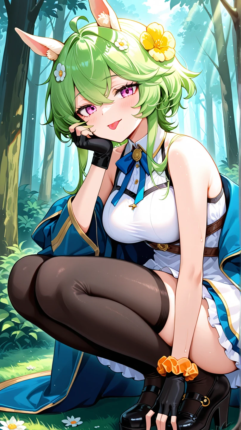NSFW,((1man with 1woman,Having sex)),Lying down,short light green hair,Green and white dresses are decorated with gold ornaments,small tits,Lori,tiny girl,Tiara on the head,lake,grass field,Curvaceous,Whip thighs,garter strap,white knee-socks,Light and dignified, Cute, Top image quality,masutepiece