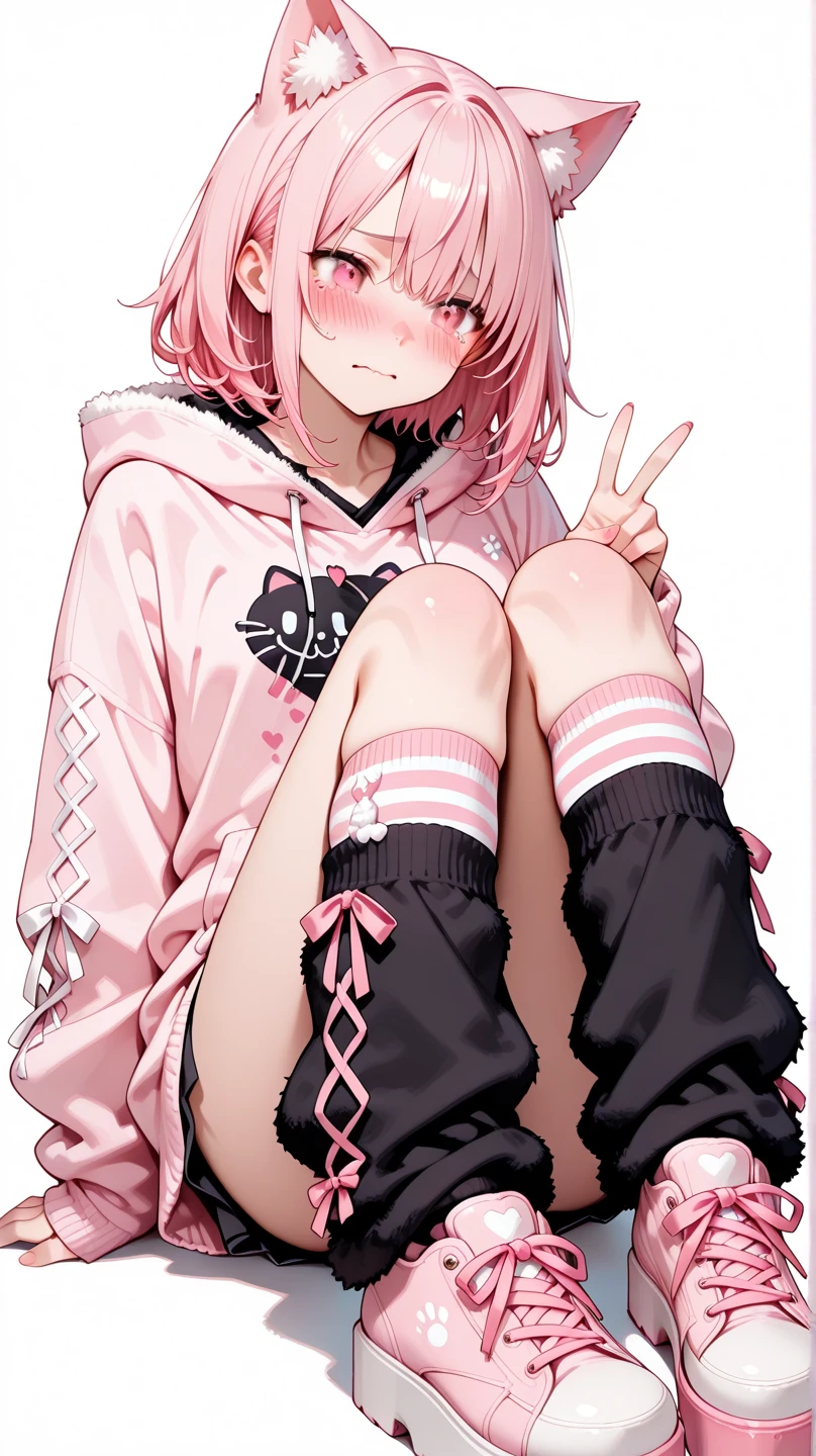 anime girl sitting on a chair with her legs crossed, beautiful anime girl squatting, the anime girl is crouching, cute anime girl, (anime girl), anime. soft lighting, small loli girl, cute girl with short pink hair, loli, aya takano color style, anime girl named lucy, loli in dress, smooth anime cg art