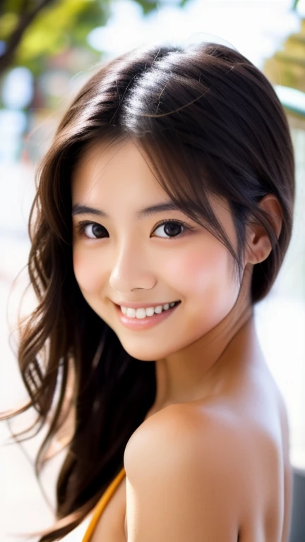 Realistic skin texture、woman、sexy、smile