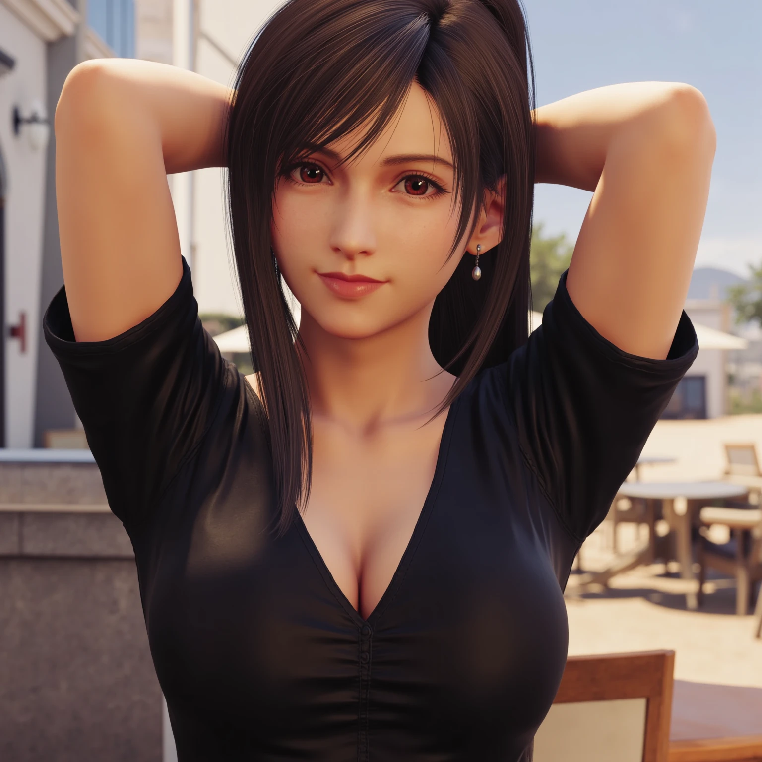 (masterpiece, premium quality: 1.2), alone, strong, 1girl (Kazama Asuka), short brown hair, brown eyes, in a cruel mistress outfit, angry, looking at camera, at a basement