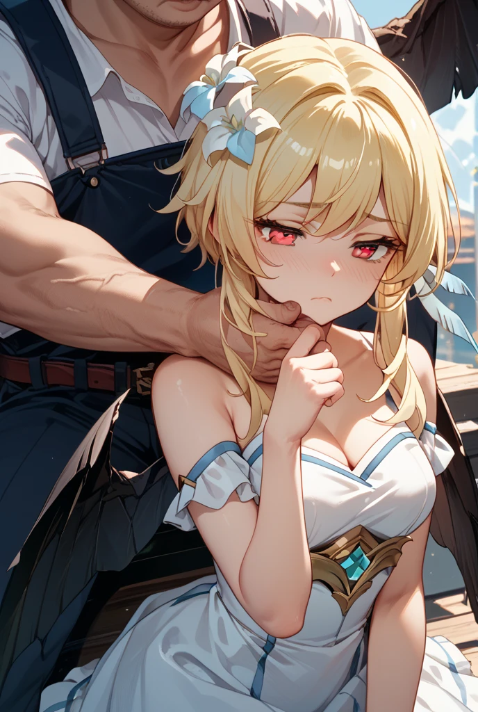 score_9, score_8_up, score_7_up, source_anime, best quality, masterpiece, official art, absurdres, highres, ultra-detailed,waifu2x,break,1girl, io \(granblue fantasy\), (dark-skinned female), blonde hair, swept bangs, blue eyes,gradient hair, hair ornament, long hair, flat chest, twintails, sweat, (nipple:0.6), sweat, saliva, (yawn:0.5),blush,penis, twitching penis, oral sex, rape, felatio, hand on girl's head, cum, motion lines,projectile cum, facial, bukkake, hot breath, sound effects, outdoors, alley, ,break,(clear line illustration:1.2), super detailed skin,very high resolution, very aesthetic, Best sexual lighting powered by famous artist, 8k,cute picture,beauty illustration,photoshop_(medium),,(Detailed Lighting),uncensored,
