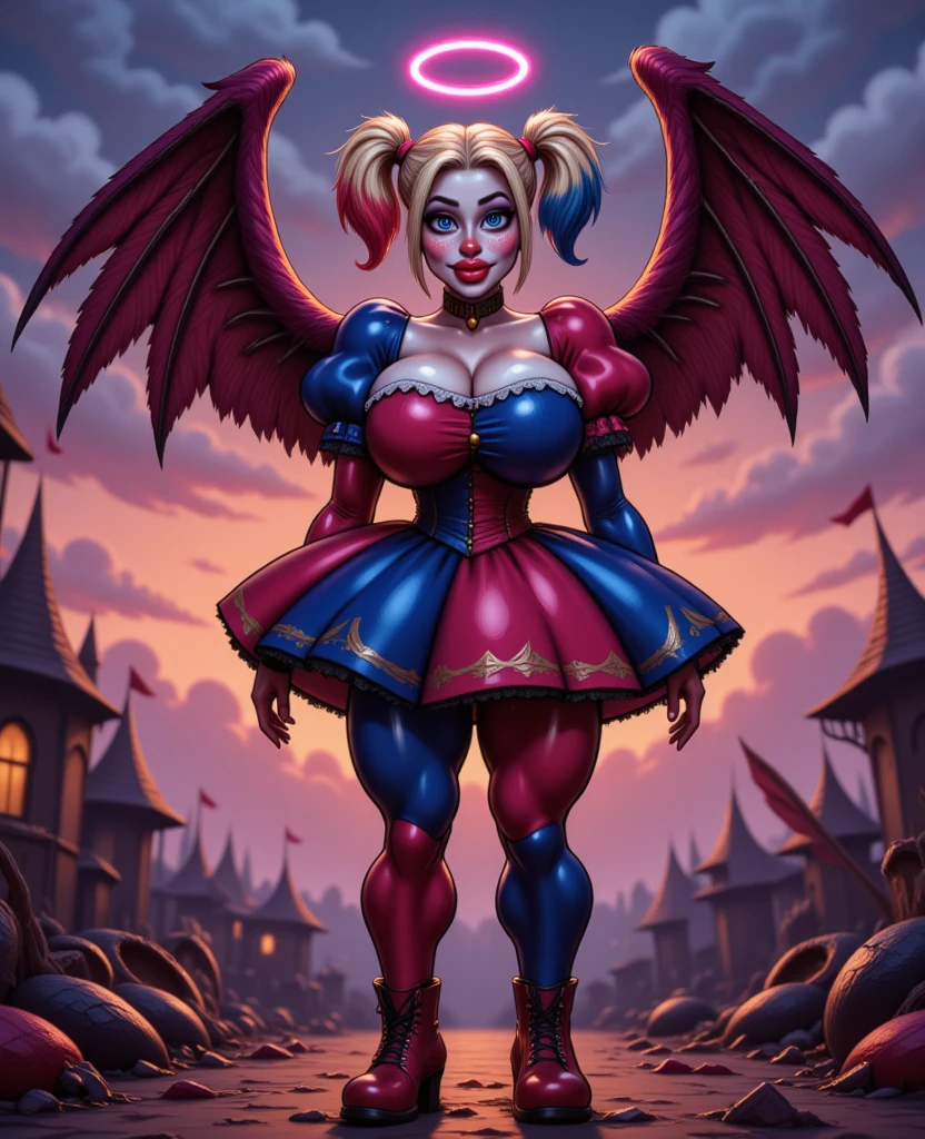 image style levitating suspended in the CEU in the air: low angle shot: the camera is at ease for an angel portrait {MARGOT ROBBIE (Harley Quinn)}, Action {Face sitting SD1.5 (Girl sitting}, smooth soft skin, big dreamy eyes, big-ass, swollen vagina, cute hair, whole body, Symmetrical, anime wide eyes , soft lighting, face detailed, Porto Makoto Shinkai, stanley artgerm lau, whoa, rossdraws, conceptual artwork, digitalpainting, looking at the camera