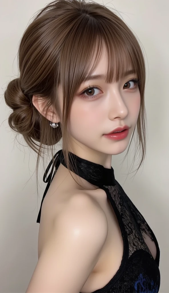 (masterpiece:1.3), high resolution, ultra detailed, extremely detailed CG unity 8k wallpaper, realistic, photo-realistic, RAW photo, beautiful detailed face, pale skin, realistic glistening skin, detailed cloth texture, detailed hair texture, Perfect body, Beautiful Face, accurate, Anatomically correct, Highly detailed face and skin texture, natural neck length, (beautiful hands), (fair skin:1.1), (well-aligned teeth:1.1), (Sweaty skin:1.2), baby face,
BREAK, 
Detailed eyes, symmetric eyes, Light Brown eyes, Double eyelids, Thin eyebrows, (Glossy lips:1.4), ((A face with waiting for a kiss:1.2)), (blush:1.1), (A sparkling small hair accessory:1.1), 
BREAK, 
(A classy and Cute woman1.3), (nude, nsfw, nipple, navel:1.2), 
BREAK, 
medium large breasts, slender figure, firm abs, 
((updo hairstyle, Dark blonde hair, wavy hair, long hair, asymmetric bangs:1.2)),  (cowboy shot:1.3), (looking at viewer), From above, 
BREAK, 
 (((A view of Tokyo at morning:1.3))),
