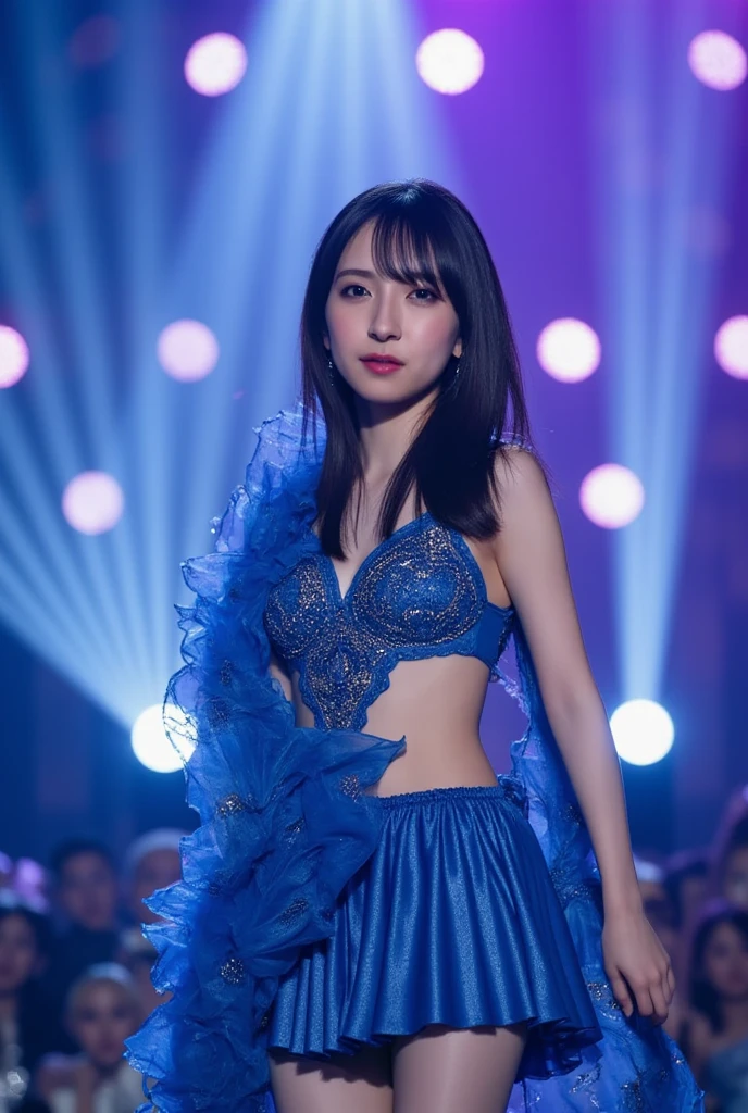 A sexy Hong Kong woman, ultra-thin transparent breast patch, no suspenders, no underwear, bare lower body, legs fully open, sitting on sofa without panties, completely naked body, focused on the base of the thighs, sexy and feminine pose, best work, double eyelids, round chin