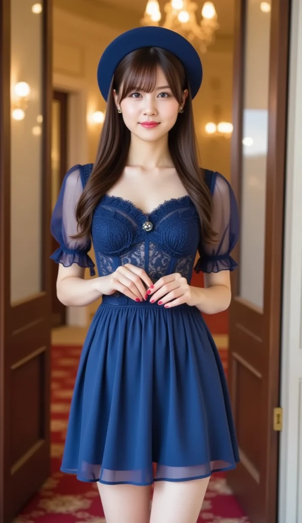 Asian Beauty,((Visible cleavage)), The warm sunset rays fell on her,((knee shot)), ((Side sitting,Legs bent at one side)), ((Sit in a relaxed posture,Calf and thigh definition)), ((Shapely legs, Real legs, Smooth legs)), Correct Legs, Anatomically correct,slim body,Very thin,She sat elegantly,One hand behind the back,The body leans back slightly,Head slightly tilted to one side,Show a charming smile。The skirt flutters gently in the wind,Adds a touch of fantasy。Her face is delicate,Under the long eyelashes are a pair of bright big eyes,The corners of the mouth slightly raised,Appear gentle and confident。Her long hair was casually draped over her shoulders.,A few strands of hair fluttering gently in the breeze。The diagonal composition makes the picture more vivid,The foot is in the lower left corner of the screen,The body and gaze extend to the upper right corner,Creates an elegant diagonal visual effect。