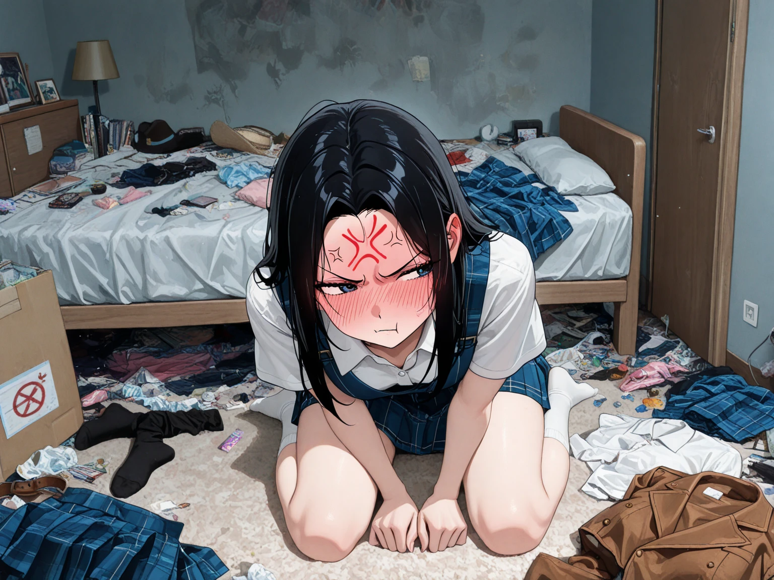 Cute emo schoolgirl, stands on all fours, Ahegao face, panties, thong, секси thong, Background room, seductive girl, perfect ass, ideal figure, has an orgasm,  marks after blowjob, 17 years