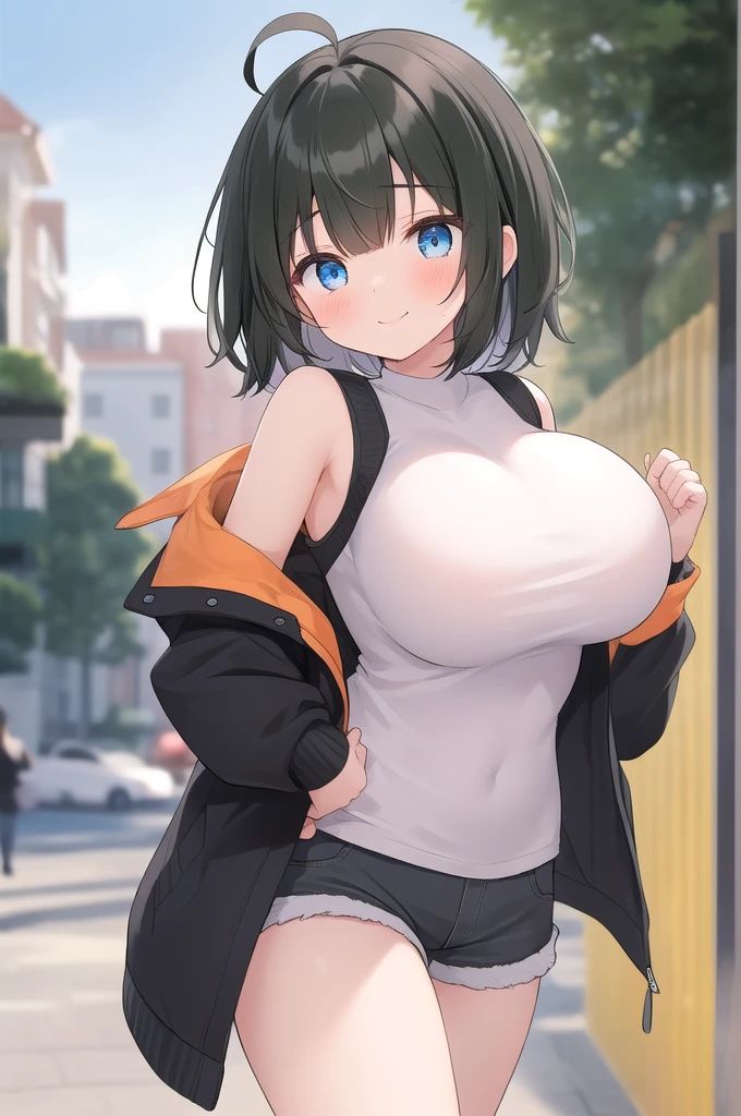 highest quality,wonderful,finely,extremely detailed CG Unity 8K wallpaper, (1 girl, black hair, double bun),(looking through legs:1.3),(huge breasts:1.1),(slingshot swimsuit:1.3), (zettai ryouiki:1.4)