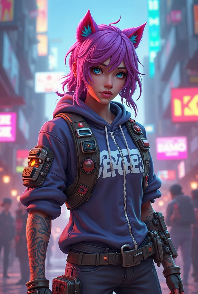a young woman, street, laughing, ponytails, (hdr:1.3), (muted colors:1.2), dramatic, complex background, cinematic, filmic, (rutkowski, artstation:0.8), soaking wet