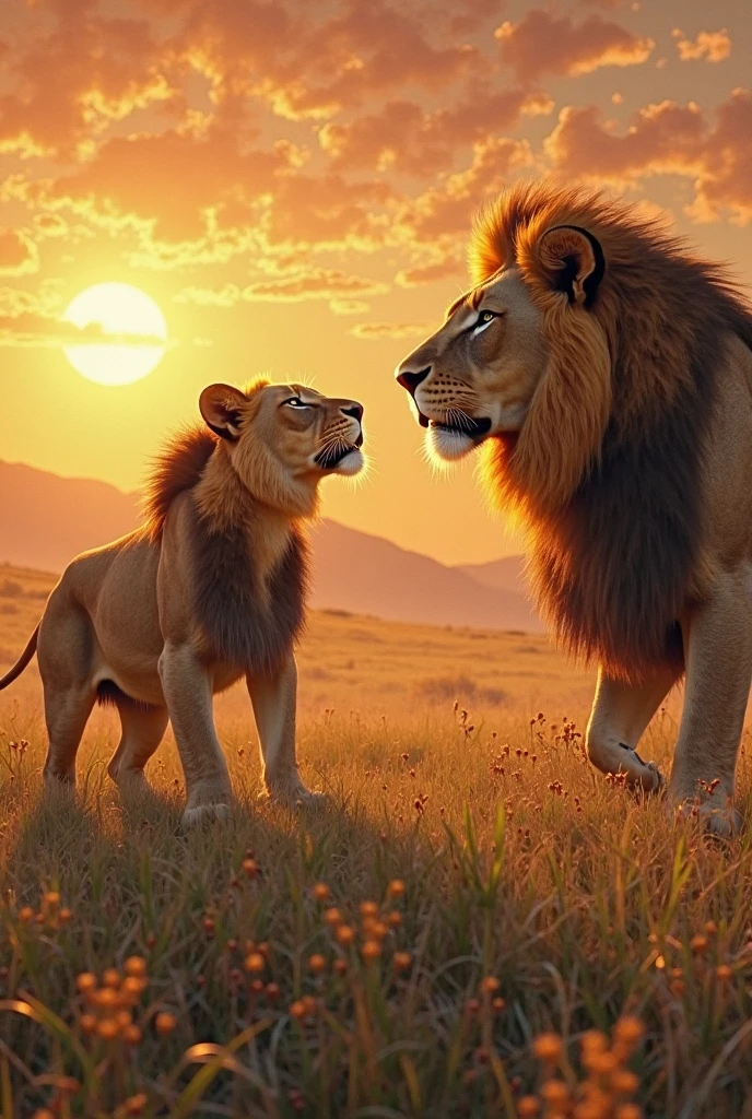 2 lions attacked by 6 hyenas