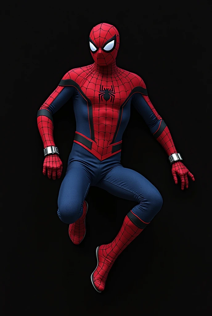 Will Smith in Spider-Man uniform, red and blue, well-crafted details, fine and well-executed, cinematic image, high resolution, ultra-realistic, 8K, full body, on a sports court.