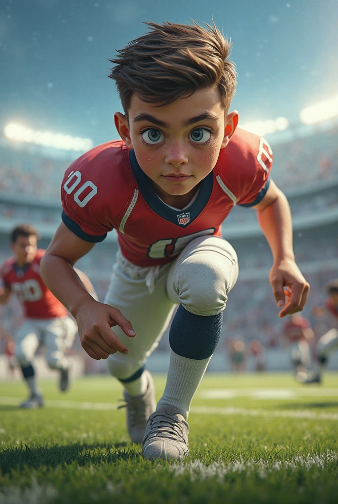 boy playig with football realistic
