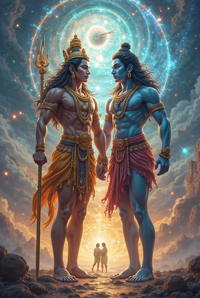 Create a wallpaper of lord Shiva and Vishnu together 