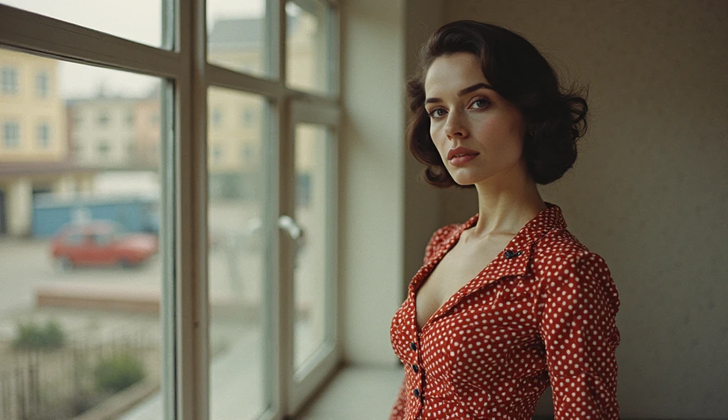Mary Elizabeth Winstead as a prostitute in the first industrial revolution wearing a red dress