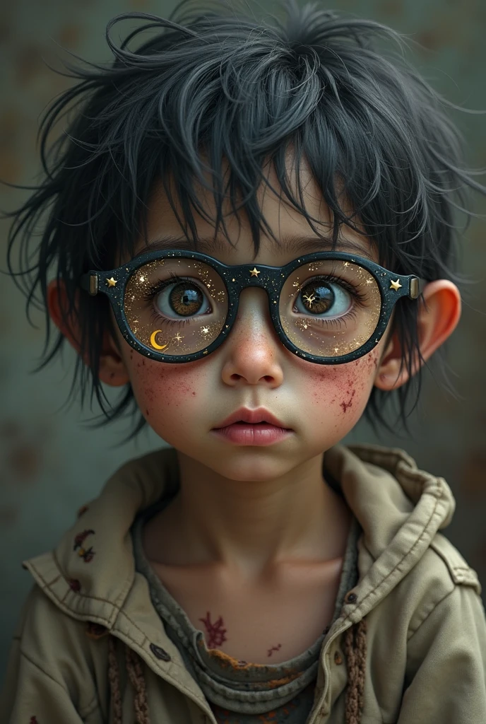 Create a book cover with an image of a young blind teenager with glasses and a cane