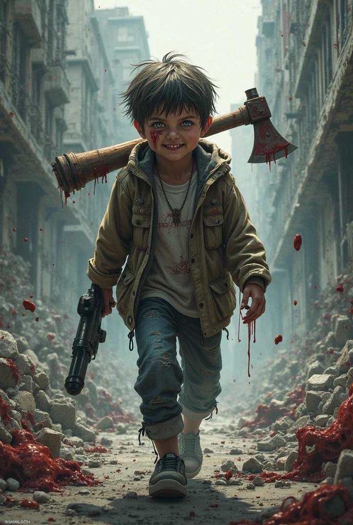 masterpiece, apocalypse, child alone, zombies, firearm, realistic --auto --s2