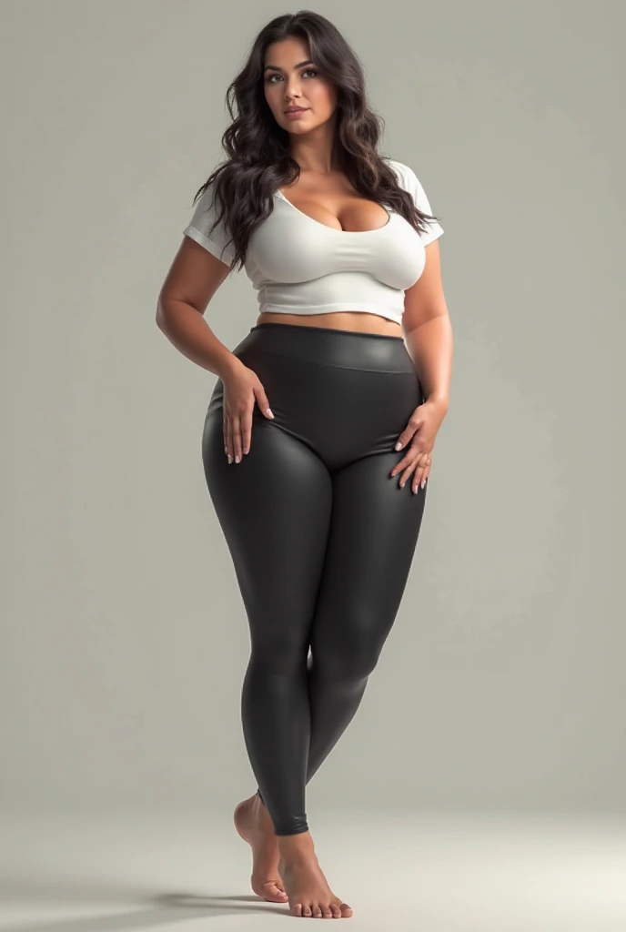 Woman in tight pants with chubby legs