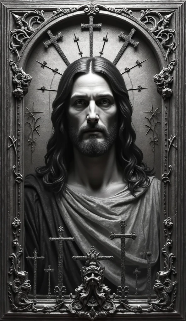 an ultra cartoon, Jesus in the style of Leonardo da Vinci, silverpoint, pen and ink, black and red chalk sanguine, sfumato technique, Kids Illustration, cool environment, cool background, extremly detailed, by Hajime Sorayama, by Henry Asenci, by (Quentin Blake:0.5), saturated