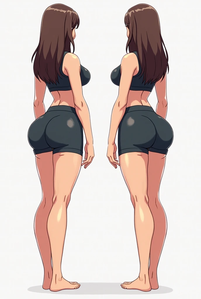 ((melhor qualidade)), ((obra de arte)), (detalhado), uma mulher adulta, olhando pro espectador, rosto perfeito, quadris largos e macios, focus on glutes, big, soft glutes, seios macios, seios lindos e marcados, back view, blusa banca, hidden hands, magra, shy, corada, em plano de fundo VAZIO, seios grandes, linda, duplo v, black pants, vergonha, perky glutes, cabelo curto, cabelo vermelho, olhar com vergonha, corada, sexy, sexy, garota de anime com bunda grande em shorts de couro preto e blusa preta, fofosexyrobutts, Oppai, curvando-se, Coxas grossas, Oppai, estilo de anime ecchi, detalhes finos. linha de frente das meninas, ecchi, Oppai proportions, (SFW)
