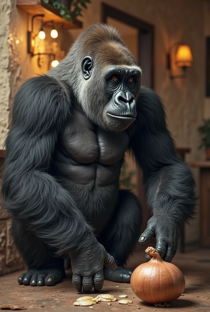 Image of a gorilla sitting on a chair in front of a tree, animal humanoide, Foto de 1900", Fotografia de 1 9 0 0 ", Henri Selick, assustador!!!, ( Sasquatch, very large, Henri Moore Gigante, anthropomorphic creature, Fotografia de 1 9 0 0, assustador!!, aterrador!!!