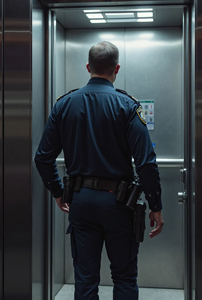 A backside view Victor image of A police knocking on the door