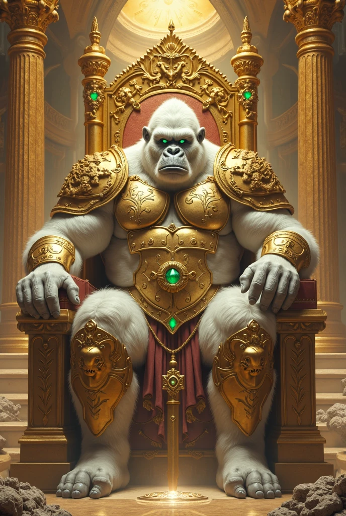 ​masterpiece, top-quality, Photorealsitic ,Fashion Monkey, gorilla, Lunette de soleil, Bundles, Pedras preciosas, golds, jewely, magic circles, Underpants, shoe, Iridescent tassel, a throne