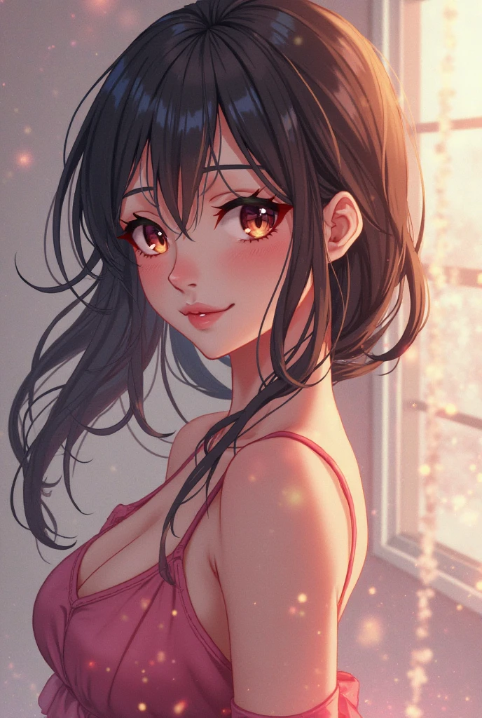One girl, chest, smile, High resolution,ponytail, 大きなchest, Blushing, Open your mouth a little, tongue, tongueを出す, smiling, Sparkle Effect,
