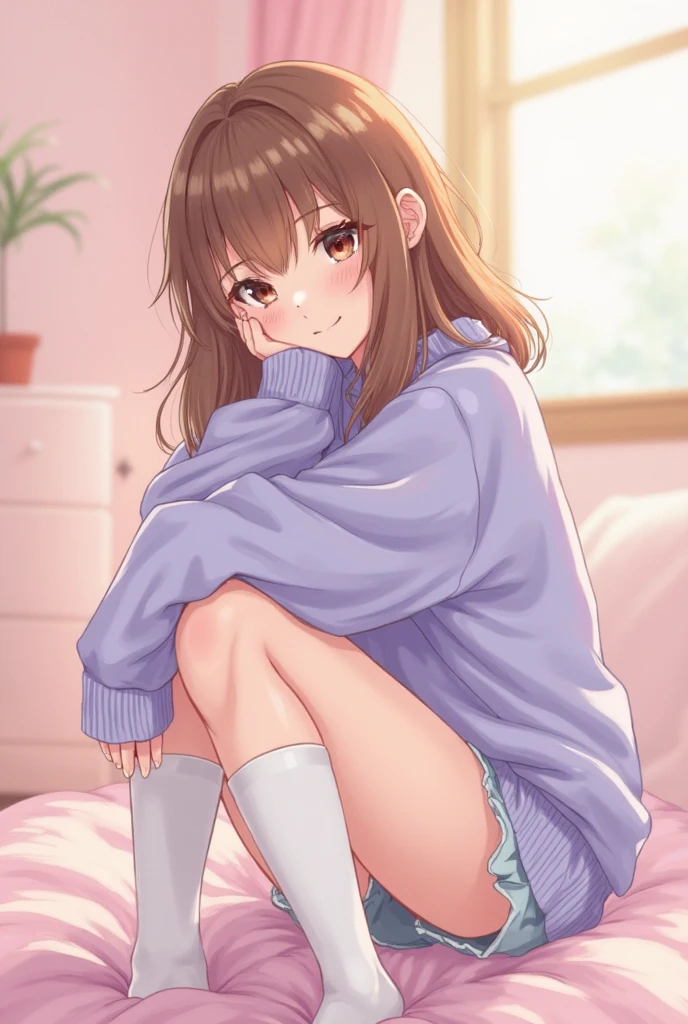 (all-fours:1.4), (from behind:1.1), (Crotch focus:1.1), (Looking back:1.1),1girl in, bed_bedsheet,, blush, Ultramammy, covering, covering_爆乳 , nude, Ponytail, Solo, thighs thighs thighs thighs, 、bbw、big butts、Ultramammy、Eyes are heart marks、lying on the bed、on the bed、pleatedskirt、perspiring