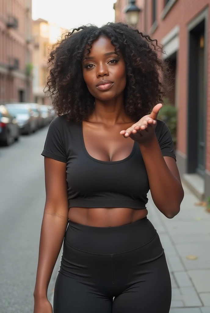 ２０A beautiful young woman、 (African woman, Black Hair、 An athletic body, Average breast size, Brown eyes, Skin beauty: 1.3), Afro Hair、Ear piercing、blouse、smile, Beautiful teeth alignment、Intricate details, Very detailed:1.2), (A person with a dark mood: 1.5), 、 Looking at the camera,
