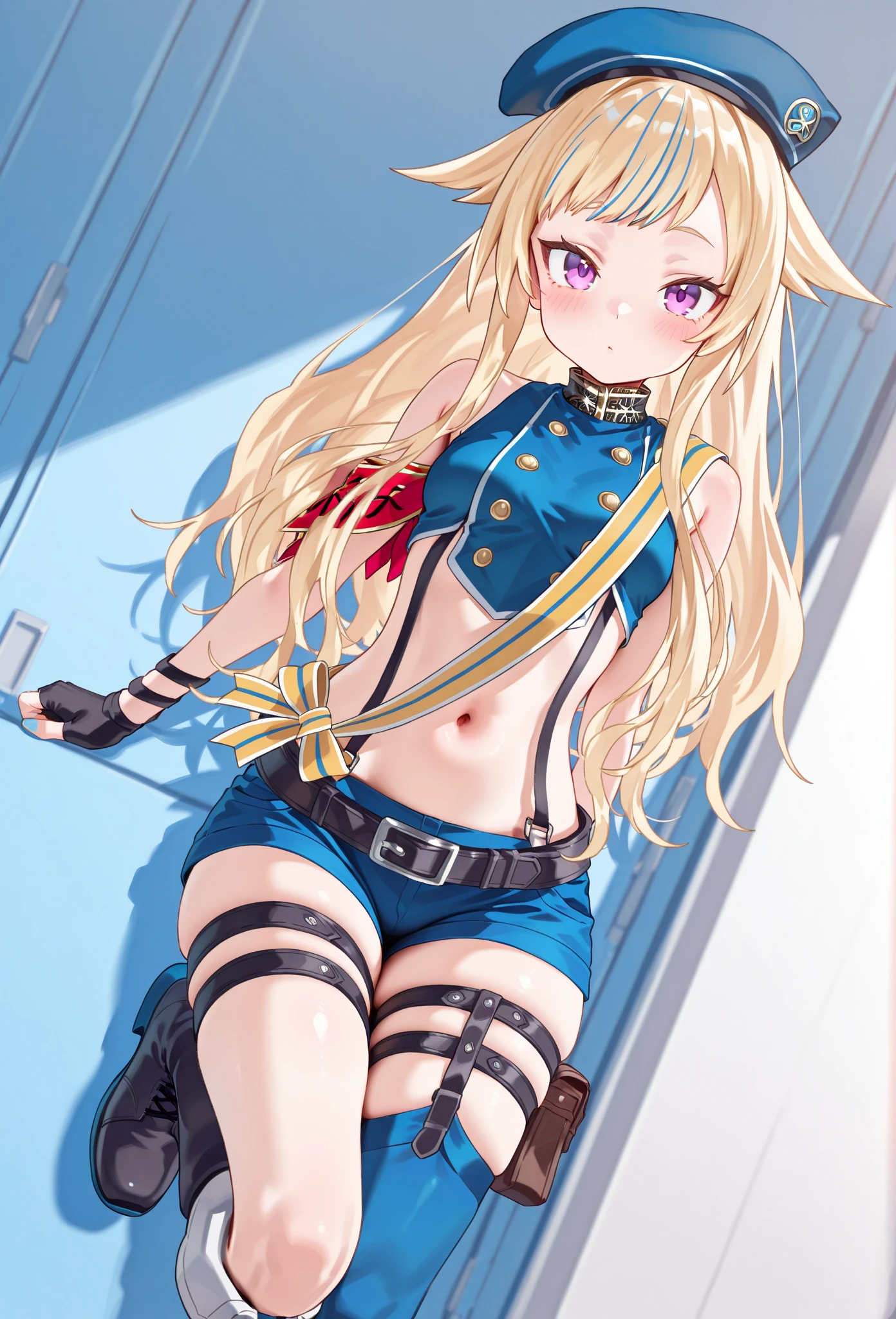 BREAK Perfect Anatomy、(High resolution:1.2)、Incredible illustrations、(Cute illustrations:1.2,nsfw),(Beautiful background,)1gial((blonde hair,shiny hair,hair intakes,long hair)(doyagao)(Black coat,Combat Uniform,,slut,garter straps,Eye patch),(a girl, ,height 1.7meters, 40kg),,17-year-old,flat chest)Cosplayer surrounded by people