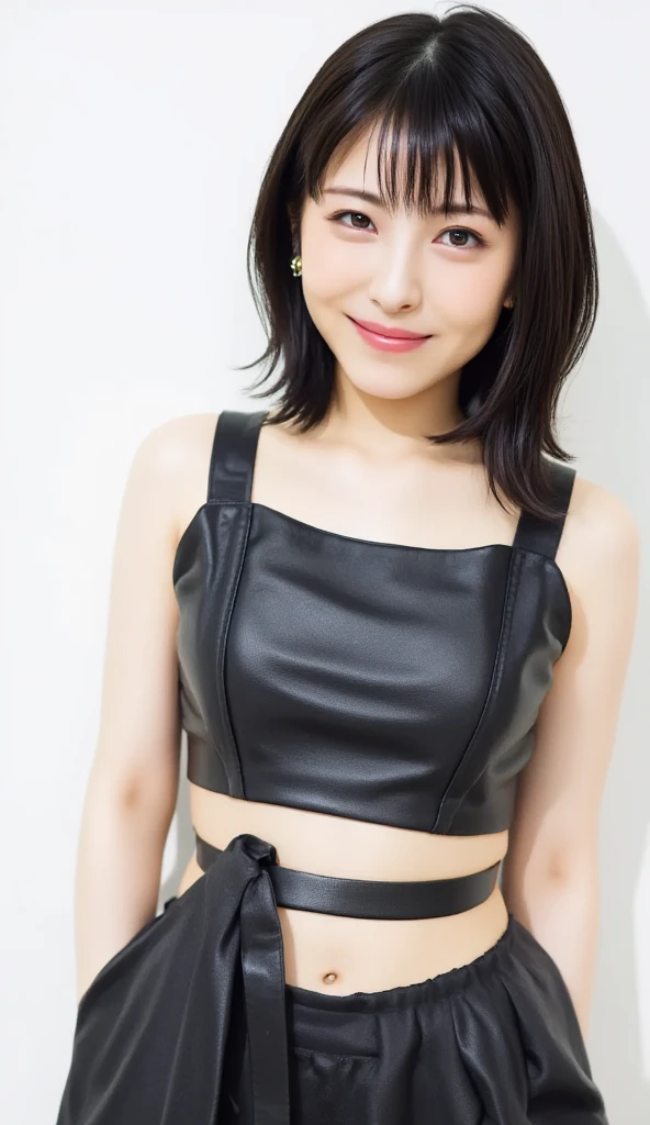 1girl, (wearing a cropped top:1.2),(RAW photo, best quality), (realistic, photo-realistic:1.4), masterpiece, an extremely delicate and beautiful, extremely detailed, 2k wallpaper, Amazing, finely detail, extremely detailed CG unity 8k wallpaper, ultra-detailed, highres, soft light, beautiful detailed girl, extremely detailed eyes and face, beautiful detailed nose, beautiful detailed eyes,cinematic lighting,(in the city:2.6),perfect anatomy,(slender body:1.0),(close up face:2.0),(gentle smile,Friendly , warm:2.0),(looking at viewer:1.8),(japanese idol:1.8),(wavy hair), (brown eyes:1.8),(standing:2.0),<lora:hondokaede_lora-10:0.8>
