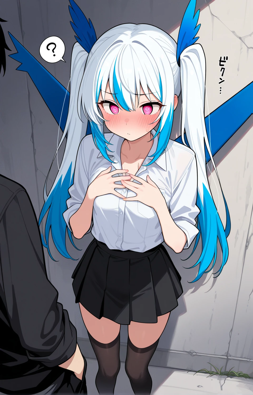 NSFW,masterpiece,Highest quality,High resolution,Super detailed,Shiro \(no game No life\),Long Hair,Multicolored Hair,Hair between the eyes,Gradient Hair,Yellow Eyes,Flat Chest,Slave,Off the shoulder,cropped,Micro Mini Skirt,Fishnet tights,Downtown at night,alley,Oho face,Embarrassed,blush,Leg spread,orgasm,Falling into Pleasure,Climax,Squirting,Ahegao,Roll your eyes、squint,Prostitute,One man,Having sex,Inserting a dick