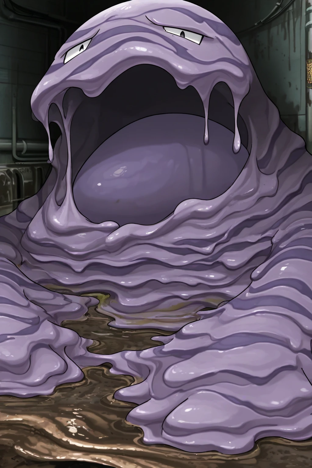 alone, Detailed hair, young,one-piece swimsuit,Firmware version, furry anime, Bragon, very cute face, Blushed, young, Detailed background, Detailed fanart, pixiv, number, masterpiece, high quality, high resolution,Trapped in black slime,Lie on one's stomach,covered in black slime,Only the head is exposed,random color,random species,personal portrait,The tail is in the right position