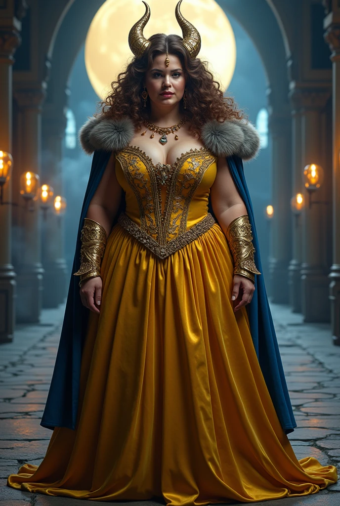 plump woman in a blue dress with a golden belt and a necklace, 8k 3D rendering character art, trends on cgstation, chengwei pot at art station, inspired by Lan Ying, Bokeh Artgerm 8K, High quality 8k detailed artwork, DeviantArt Artstation CGScosiety, society cg 8k, society cg 8k