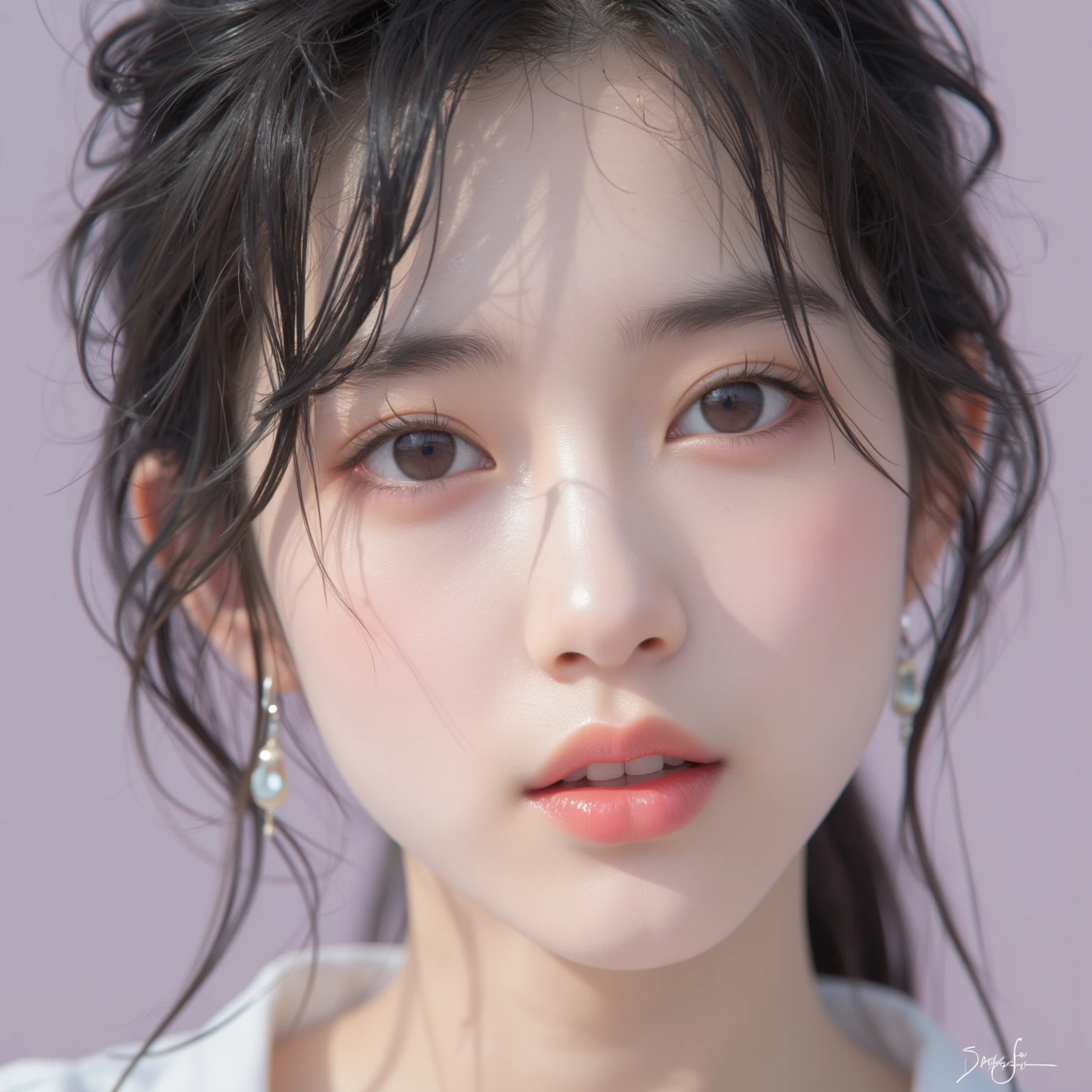 (Beautiful Japanese Girl), 1girl, solo, 15 years old, (smile:1.25), break, 
(Shot with a Canon EOS 5D Mark 4 and a Canon EF 85mm F1 lens.2L Lens, F-stop 1.2, ISO50, Shutter speed ), break, 
(close up:1.5), (Looking at the camera :1.3), break, 
beautiful and Fine Eyes, perfection, perfection, Rolling your eyes, Detailed face, Fine Eyes, Superior Quality, masterpiece, Very detailed, High level of detail, Many details, high quality, Cinematic Light, Real Hands, (Ultra-realistic:1.3), perfection eyes, Detailed skin, Skin wounds, Lip gloss, break, 
