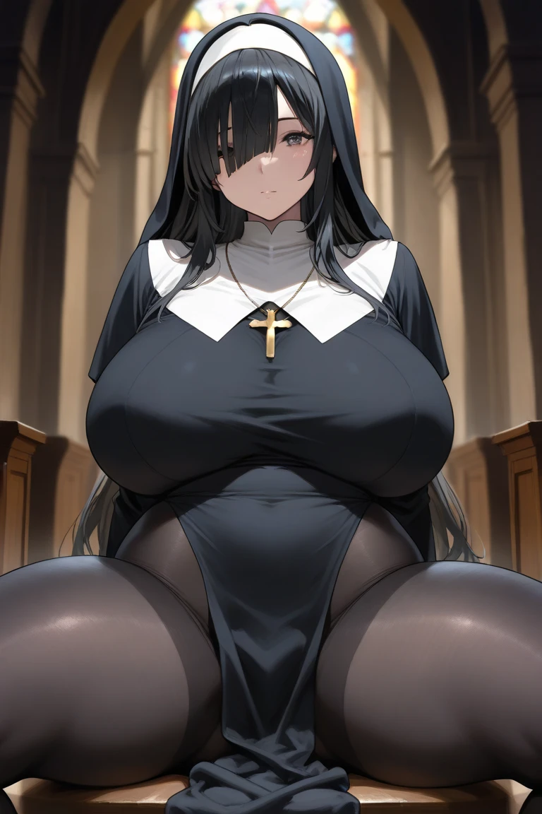 Big breasts, fat hips, clothes, erections,Slender waist,Nun,sit on the legs