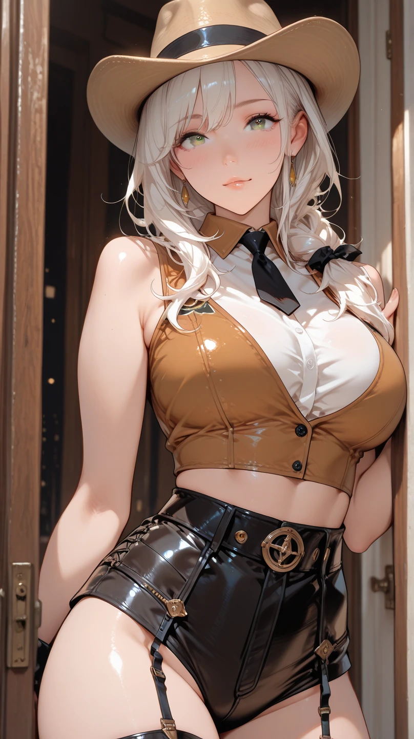 (small breasts:1.2), (perky chest:1.2), (pointed chest:1.2), (Pudding cake magazine cover:1.3),(from above:1.0),(fromside:0.9),masterpiece, 1girl, Amazing Cleavage:1.1, thin waist, optimum,tmasterpiece,hight resolution,best qualtiy,hyper HD,super detailing,awardwinning,16 K，solo,(The upper part of the body),anatomy correct,Beautiful cyberpunk girl，Cowboy Shot,cute face,a blond,Longhaire,Twin-tailed,Braids, Hairline,（scarlet eyes）,long eyelasher,Hanging eye corners,White skin of the,shoot from the side, ((see through camisole:0.1)), ((Sheer nipples:1.0)),Rocket Tits,(Slim body),smile,seductive weak smiling,(with sparkling eyes and a contagious smile),open mouth, Looking at Viewer