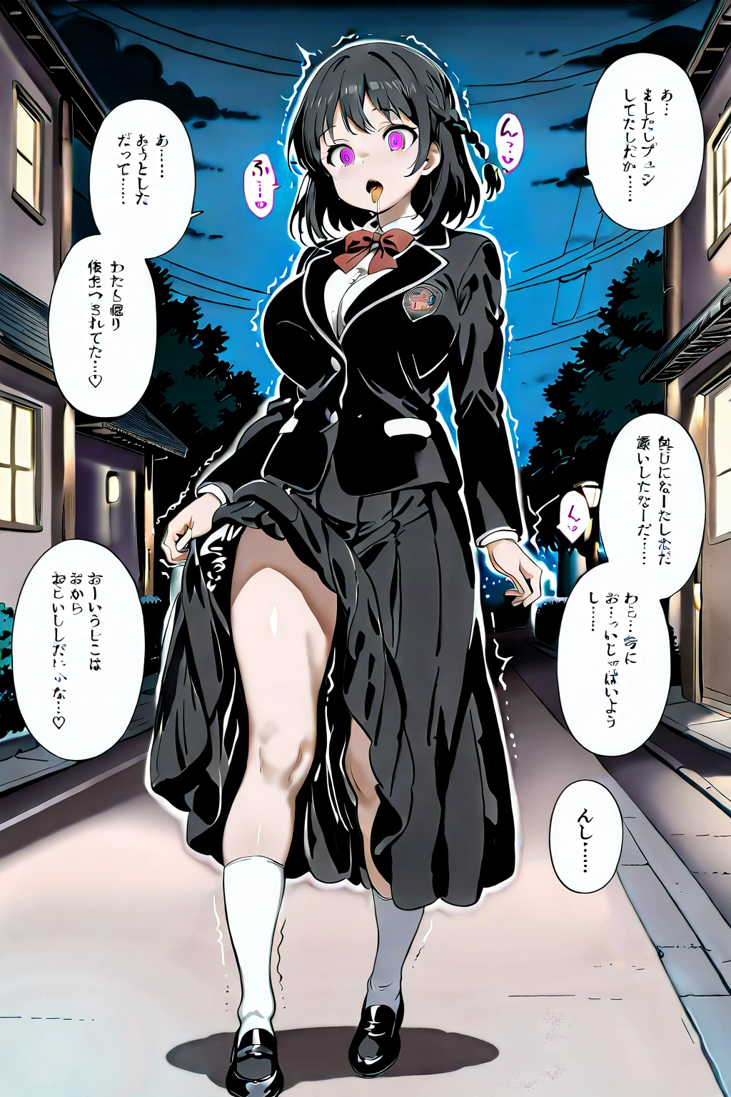 {{masterpiece}},{{highest quality}},{{High resolution}},{{Caustics}},{{detailed}},
Tournament_hole,Tokyo_big_vision,
Dogwood_Takase,comics_party,comics_party_uniform,suspenders,skirt,cap,red_hair, hair_ribbon,One_~ side_Pony_tail,purple_eye, Large Breasts,19-year-old girl,shoes,zettai ryouiki, Knee socks,Ahoge,One Pony tail,Thick thighs,shoes,