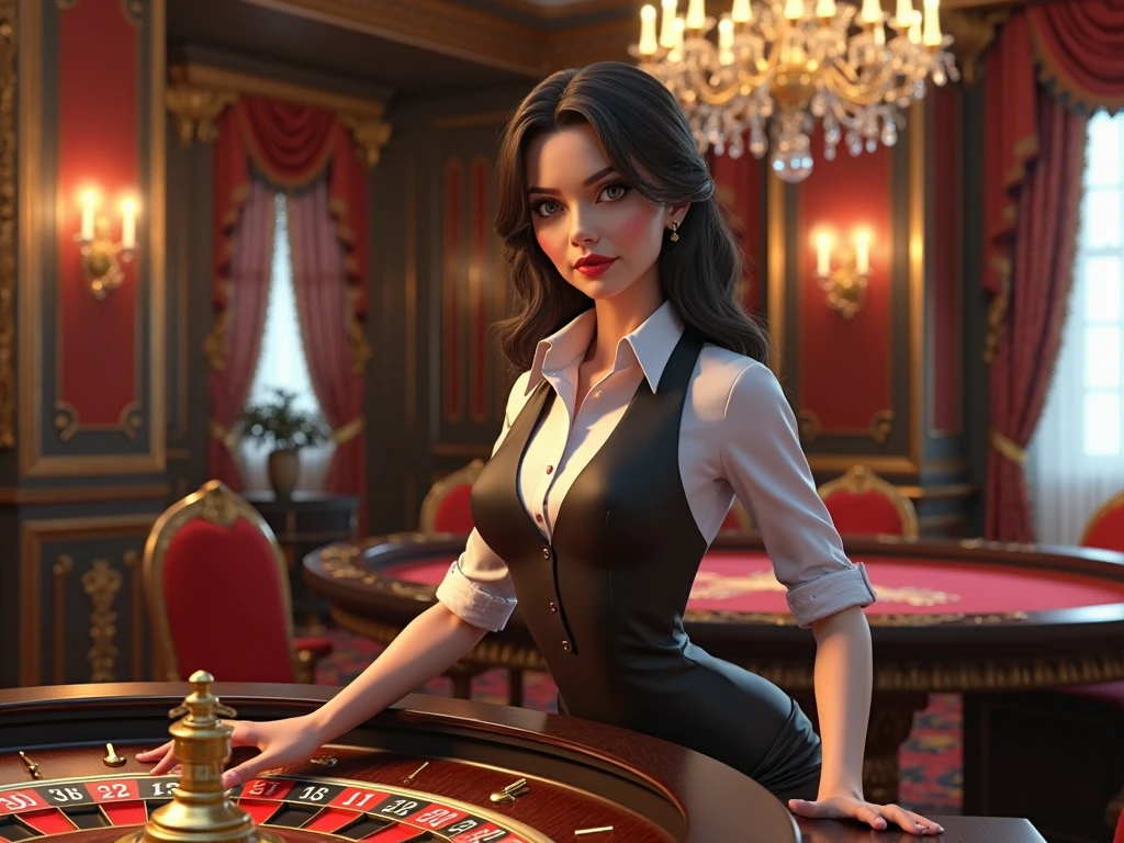 Bar, Happy, Woman, Poker, Expressionless, Long Black Dress, Mysterious, Ancient, Bauhaus Art, Dramatic Lighting, High Resolution