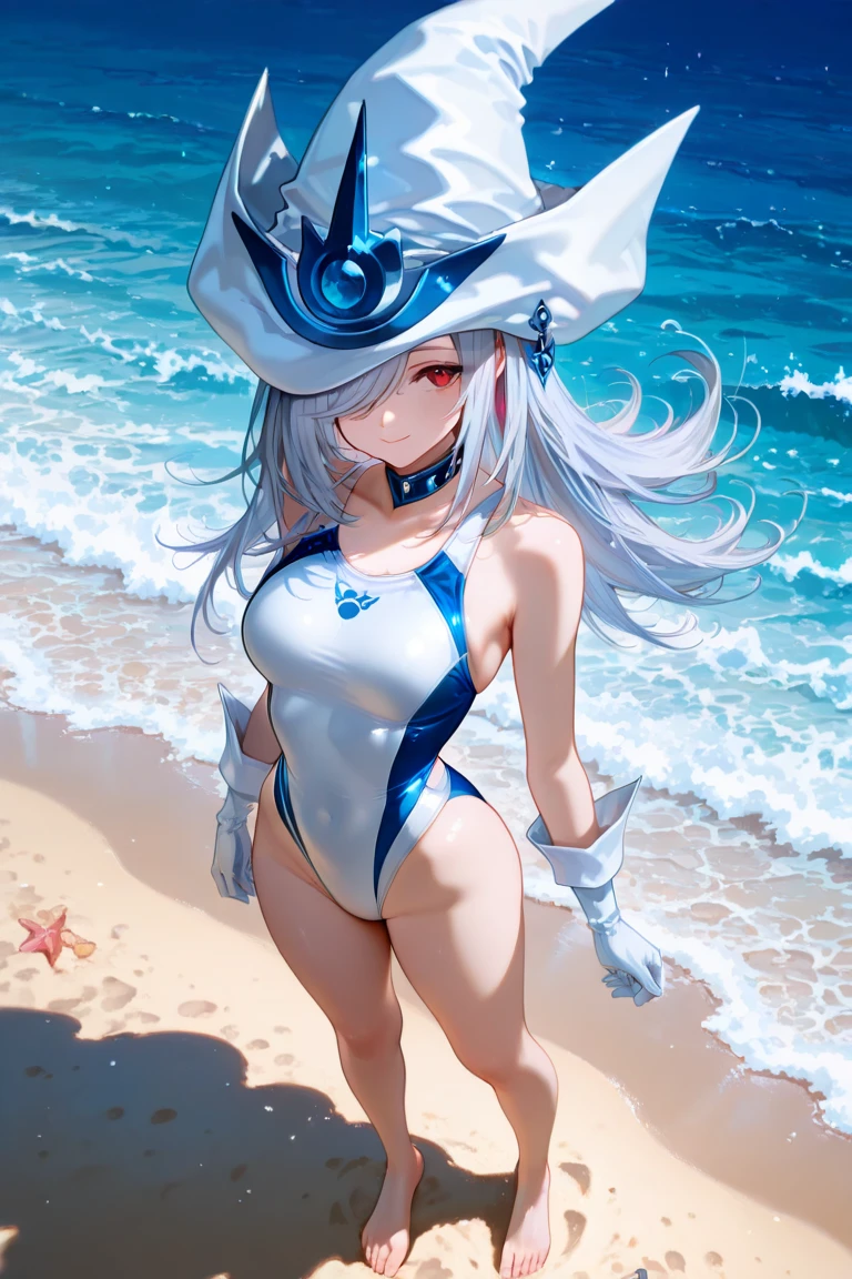 extremely detailed eyes and face perfect anatomy blue girl anime fantasy sea moon full body image eyes shine soothing smile