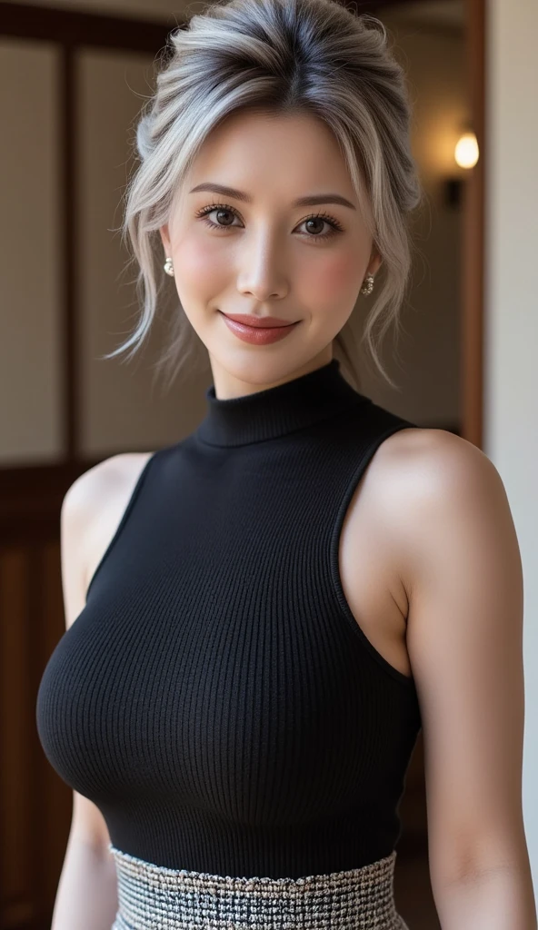 1girl, Ino yamanaka in anime naruto, short hair, yellow hair, blue eyes, smile, beautiful, sexy dress, sexy clothes, white and red clothes, very big breast, realistic clothes, detail clothes, outdoor background, ultra detail, realistic
