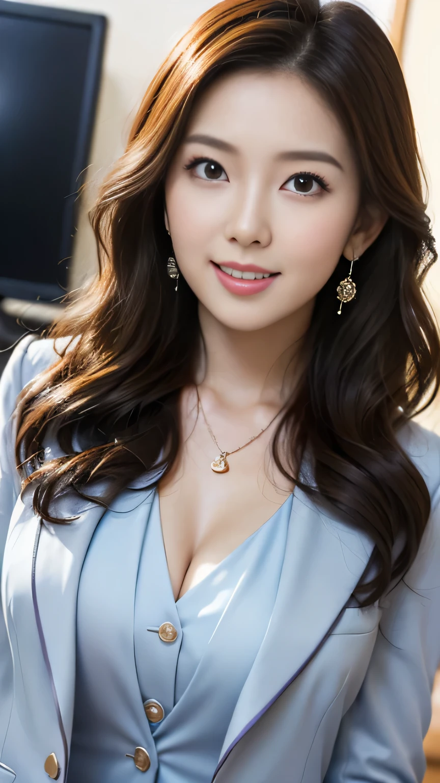 beste-Qualit、шедевр、Ultra-high resolution、Beautie、photo- realistic , a  beautiful female、Slim face、Charming gentle smile, realperson, Korean Model, cute  face, ,28 years old、long brown hair,dual、Live action、Translucent skin、Solo、Wave Hair、Woman in erotic white nightgown sitting on bed、Extreme Close-up shot