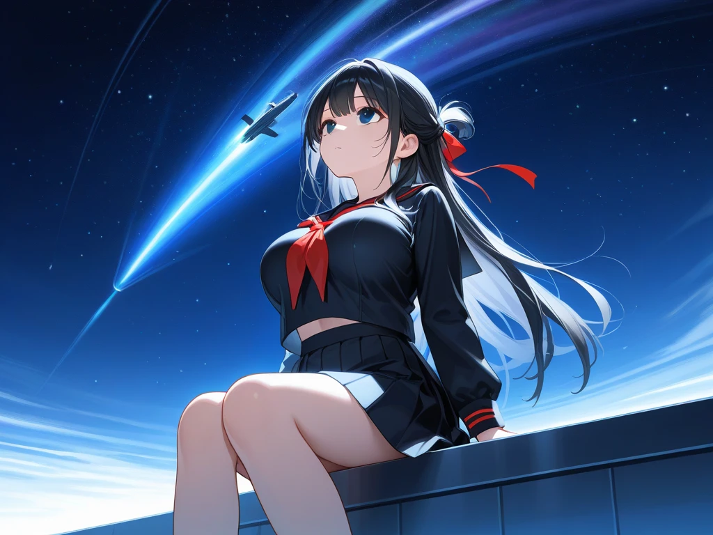 (whole body),1 girl, alone, smile, Open your mouth, angelMagicalClothes，blue eyes，Black Hair，Long Hair，白のスクールSwimwear，one piece_Swimwear, elbow_gloves, Knee-high socks，boots，1 girl, masterpiece, high quality, 最high quality,  beautiful背景, Particles of light, Light of the sun, Dramatic lighting, outside, Shiny, Realistic, 最high quality, Very detailed, Get used to it, scenery, beautifullyて細かい目, Thinning hair，whole bodyショット，((Very detailedな背景)), ((Cowboy Shot,Dynamic Angle))，1 girl,(Shiny肌:1.3),(beautifully濃厚な肌),(Thinning hair), masterpiece, high quality, High resolution, Confused,(beautifully、beautiful:1.2), beautiful手, (4K), 8k, Perfect balance,(Very detailedな CG Unity 8k 壁紙), Perfect hands, Embarrassing, Intricate details,Written boundary depth,Professional photography, Bokeh, High resolution, Sharp details, 最high quality, Thick thighs,