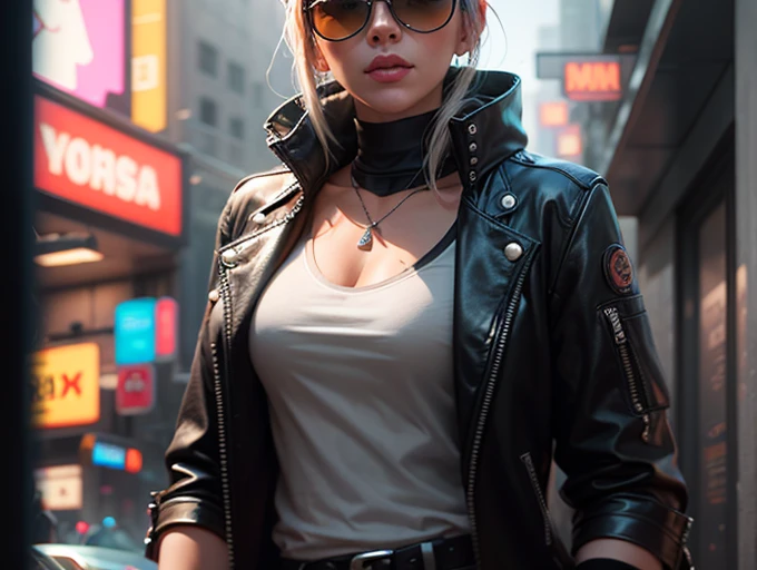 Natalie Portman, dark photo with body covered, full body, neckline, back, round ass, realistic epic, halo portrait, sunglasses, blue eyes, plaid scarf, white hair by Atey Ghailan, by Greg Rutkowski, by Greg Tocchini, by James Gilleard, by Joe Fenton, by Kaethe Butcher, yellow gradient, color scheme black, brown and magenta,  grunge aesthetics!!! Graffiti brand wall background, art by Greg Rutkowski and Artgerm, soft cinematic light, adobe lightroom, photo lab, HDR, intricate, highly detailed, (depth of field: 1.4), faded, (neutral colors: 1.2), (HDR: 1.4), (soft colors:1.2), hyperdetailed, 8k, (artstation:1.4), cinematic, warm lights, dramatic light, (intricate details:1.1), complex background, (rutkowski:0.66), (blue and orange:0.4)