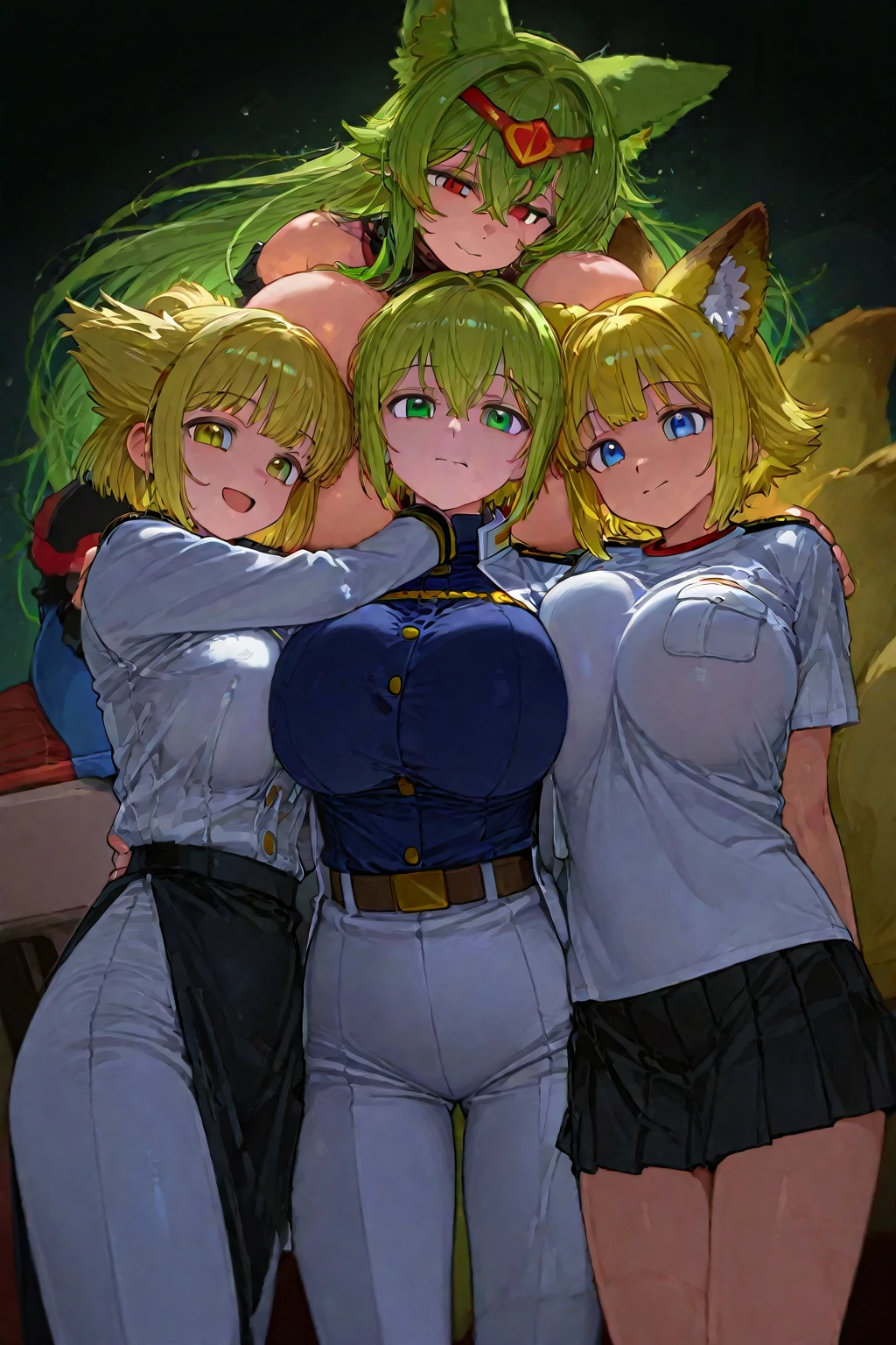 2girl, two girls, (shoujo-style), ((detailed hair, detailed eyelashes, banganhwa-scenery, blush, large breasts, long hair, , ((perfect face)), (Mature Face:1.4), (beautiful face:1.15), detailed eyeasterpiece), (highest quality), best quality, highres, 8K, extremely detailed, Digital Art, (Hyper-Detailed Background:1.2), (realistic background), (intricate details), award-winning, hyper-detailed, (illustration:1.1),
(cinematic lighting), soft lighting, lipstick, blush, Hot girls, baddie, staring, glaring, bad attitude, mean girl, dare, angry, hate, crazy, smoking, sensual, attractive, masterpiece, best quality, highly detailed, a anime girls in sailor uniforms with a gun posing for a picture,
evil smile, smile, open mouth,black_serafuku, ecchi anime style, anime girls , (nsfw) not safe for work,
ecchi style, ecchi, shipgirls, digital anime art!!, high school girls, holding a gun, hold a gun, anime style 4
k, micro skirt, exposed belly, exposed navel, exposed midriff, holding pistol,
exposed lower belly,school, classroom, underboob